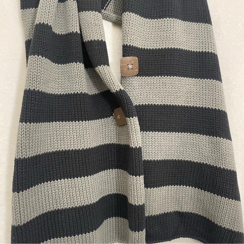 Striped Black and Gray Women's Wrap Knit Scarf